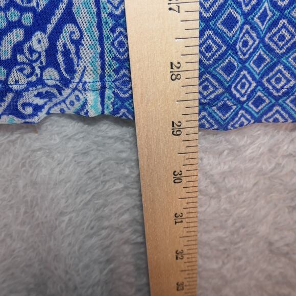 Apt 9 Tunic Mesh Blouse Womens 2X Blue Floral Lined Artsy Stretchy Career Boho - Picture 6 of 10